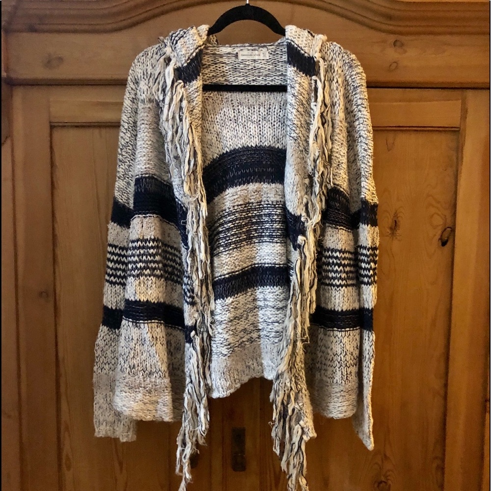 Abercrombie & Fitch Hooded Cardigan with Fringe